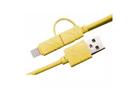 Дата кабель USB 2.0 AM to Lightning + Micro 5P 1.0m yellow XoKo (SC-210-YL) - Фото