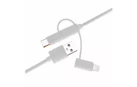 Дата кабель USB 2.0 AM to Lightning + Micro 5P + Type-C 1.2m white XoKo (SC-310-WH) - Фото