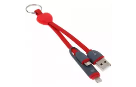 Дата кабель USB 2.0 AM to Lightning + Micro 5P 0.25m red XoKo (SC-201-RD) - Фото