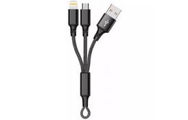 Дата кабель USB 2.0 AM to Lightning + Micro 5P 0.20m black XoKo (SC-205-BK) - Фото