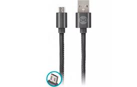 Дата кабель USB 2.0 AM to Micro 5P leather black Forever (GSM032490) - Фото