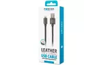 Дата кабель USB 2.0 AM to Lightning leather black Forever (GSM032491)