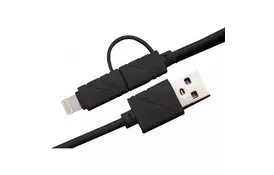 Дата кабель USB 2.0 AM to Lightning + Micro 5P 1.0m black XoKo (SC-210-BK) - Фото
