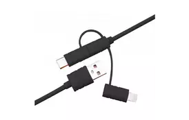 Дата кабель USB 2.0 AM to Lightning + Micro 5P + Type-C 1.2m black XoKo (SC-310-BK) - Фото