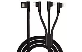 Дата кабель USB 2.0 AM to Lightning + Micro 5P + Type-C 1.2m black XoKo (SC-340-BK) - Фото