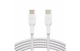 Дата кабель USB-С - USB-С, BRAIDED, 1m, white Belkin (CAB004BT1MWH) - Фото