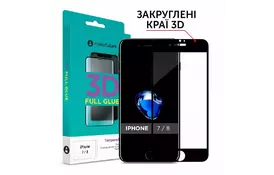 Скло захисне MakeFuture 3D Apple iPhone 7/8 Black (MG3D-AI7/8B) - Фото