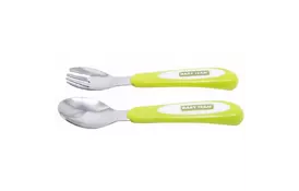 Набір дитячого посуду Baby Team вилочка і ложечка з нерж.сталі (6104_салатовий) - Фото