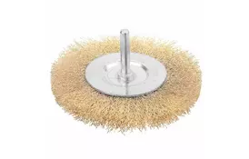 Щітка для електроінструменту Tolsen дискова 100 мм х 6.4 мм, гафрірованная латунний дріт (77543) - Фото