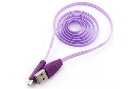 Дата кабель DENGOS USB 2.0 AM to Micro 5P 1.0m (PLS-M-LED-PLSK-PURPLE) - Фото