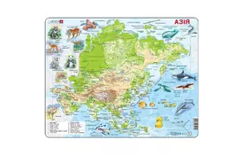 Пазл Larsen рамка-вкладыш Карта Азии - животный мир (A30-UA) - Фото