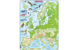 Пазл Larsen рамка-вкладыш Карта Европы с животными (K70-UA) - Фото