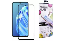 Скло захисне Drobak OPPO A91 Full Cover Full Glue (Black) (222221) (222221) - Фото