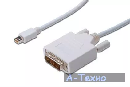 Кабель мультимедийный miniDisplayPort to DVI 24+1 1.0m DIGITUS (AK-340305-010-W) - Фото 1