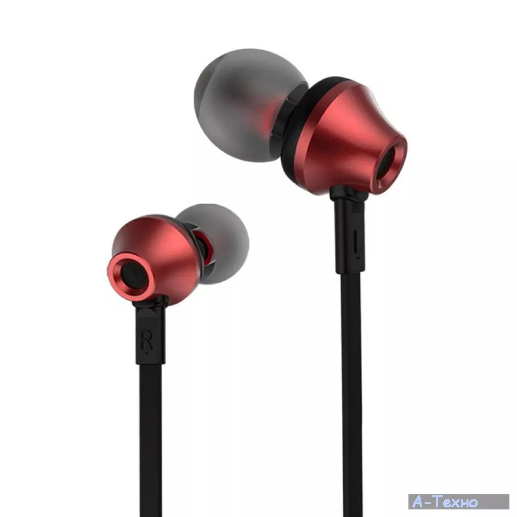 Наушники HF RM-610D Red (metal + volume control + mic + button call a Remax (37147) - Фото 1