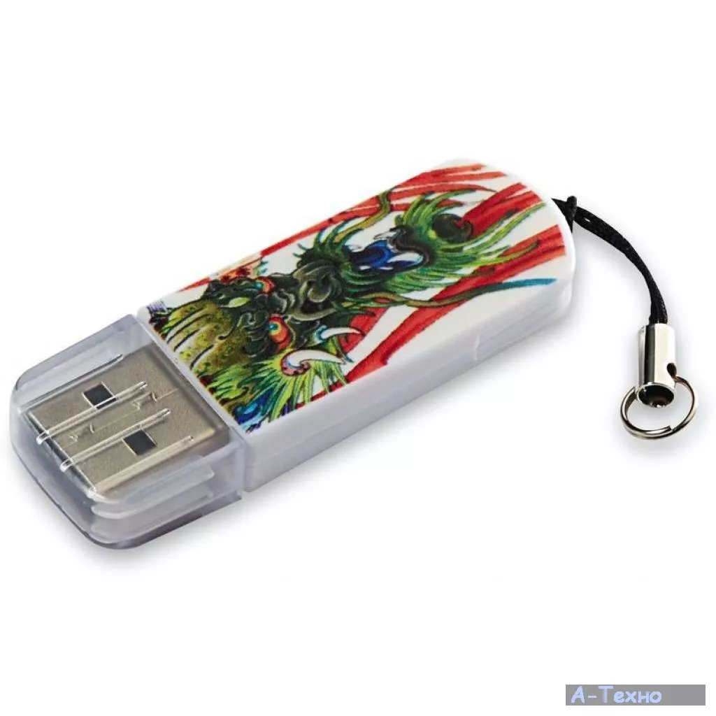 USB флеш накопитель Verbatim 16GB STORE'N'GO MINI TATTOO DRAGON USB 2.0 (49888) - Фото 1
