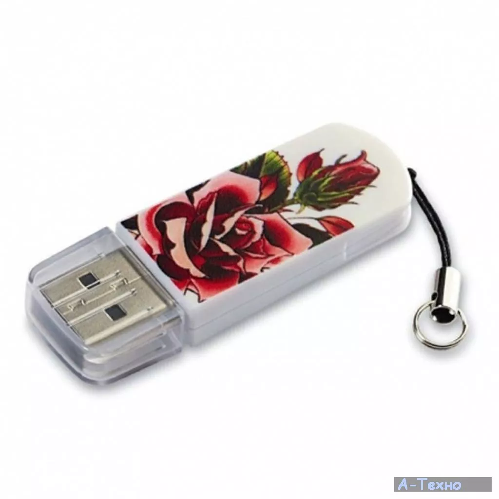 USB флеш накопитель Verbatim 16GB STORE'N'GO MINI TATTOO ROSE USB 2.0 (49885) - Фото 1