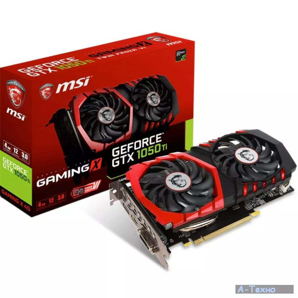 Видеокарта MSI GeForce GTX1050 Ti 4096Mb GAMING X (GTX 1050 Ti GAMING X 4G) - Фото 1