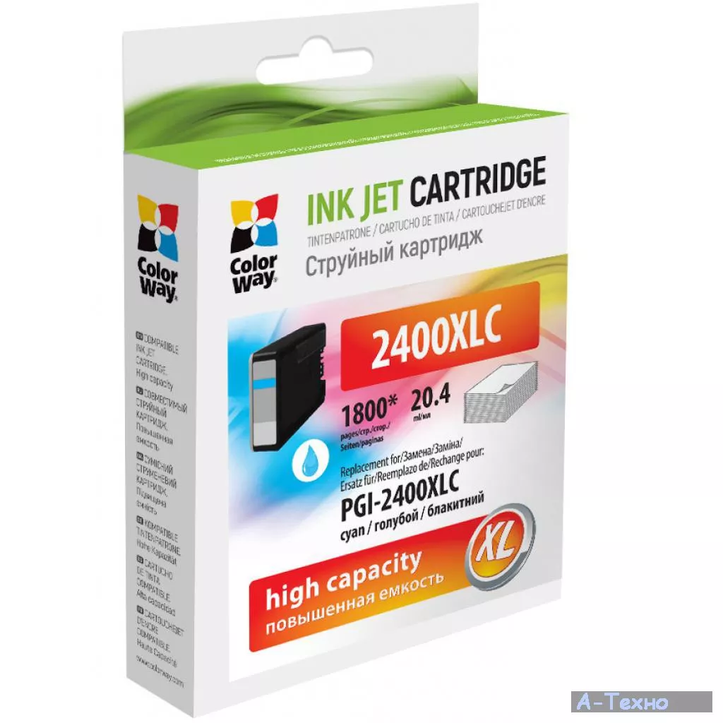 Картридж ColorWay Canon PGI-2400XL Cyan MB5040/MB5340/IB4040 (CW-PGI-2400XLС) - Фото 1