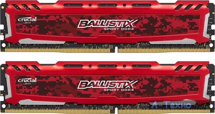 Модуль памяти для компьютера DDR4 16GB (2x8GB) 2666 MHz Ballistix Sport Red MICRON (BLS2C8G4D26BFSE) - Фото 1