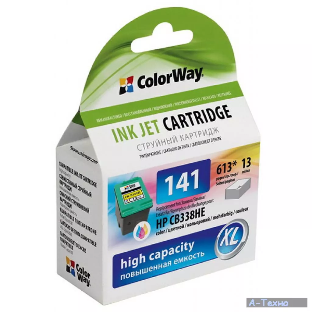 Картридж ColorWay HP №141XL color (CB338HE) ink level (CW-H141XL-I) - Фото 1