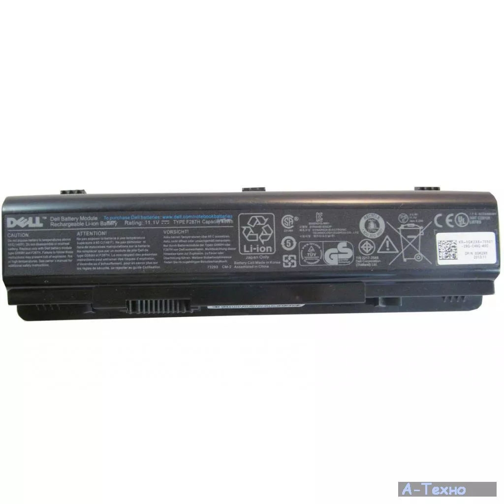 Аккумулятор для ноутбука Dell Dell Inspiron 1410 F287H 4400mAh (48Wh) 6cell 11.1V Li-ion (A41897) - Фото 1