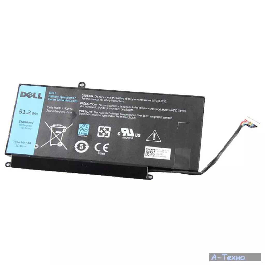 Аккумулятор для ноутбука Dell Dell Vostro 5470 VH748 51.2Wh (4500mAh) 6cell 11.4V Li-ion (A41997) - Фото 1