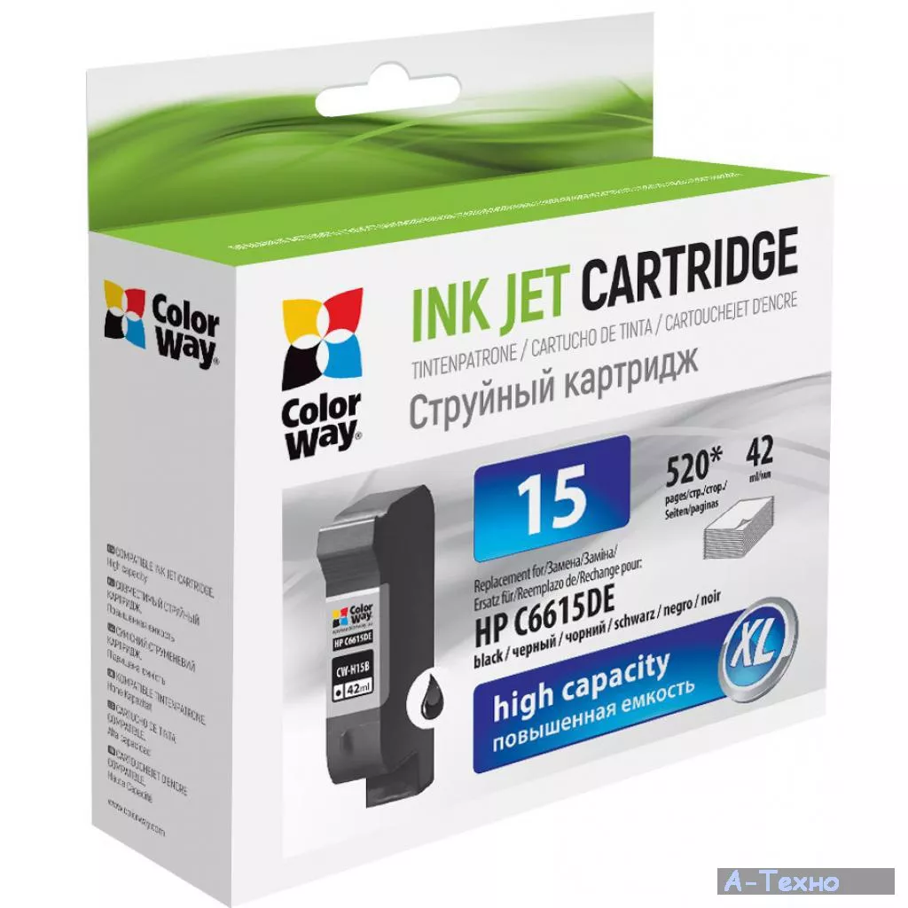 Картридж ColorWay HP №15 black (C6615DE) (CW-H15B) - Фото 1