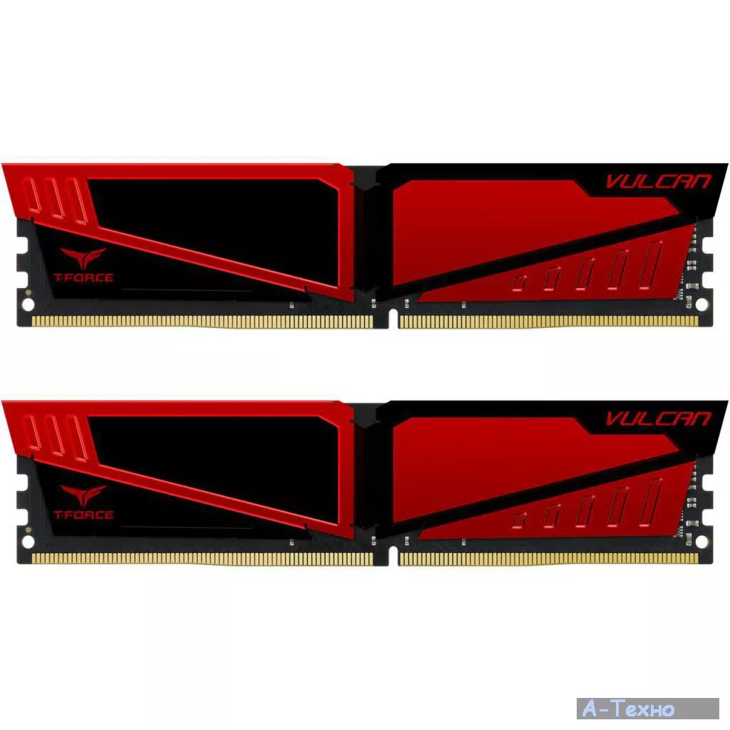 Модуль памяти для компьютера DDR4 16GB (2x8GB) 2400 MHz T-Force Vulcan Red Team (TLRED416G2400HC14DC01) - Фото 1