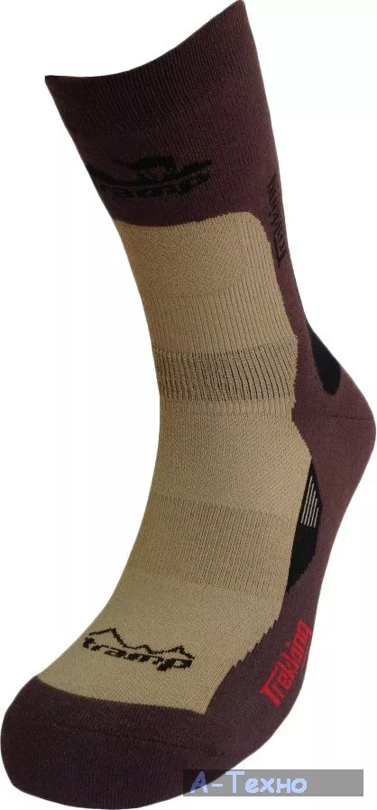 Термоноски Tramp wear Outdoor Trekking Light бежевый/шоколад/чёрный 35-37 (TRUS-005 35-37) - Фото 1