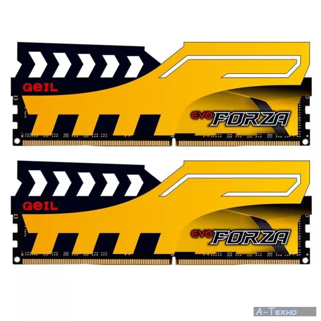 Модуль памяти для компьютера DDR4 16GB (2x8GB) 3200 MHz FORZA Yellow H GEIL (GFY416GB3200C16ADC) - Фото 1