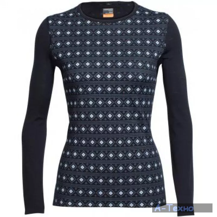 Термофутболка Icebreaker LS Crewe Align WMN black/snow M (103 478 001 M) - Фото 1