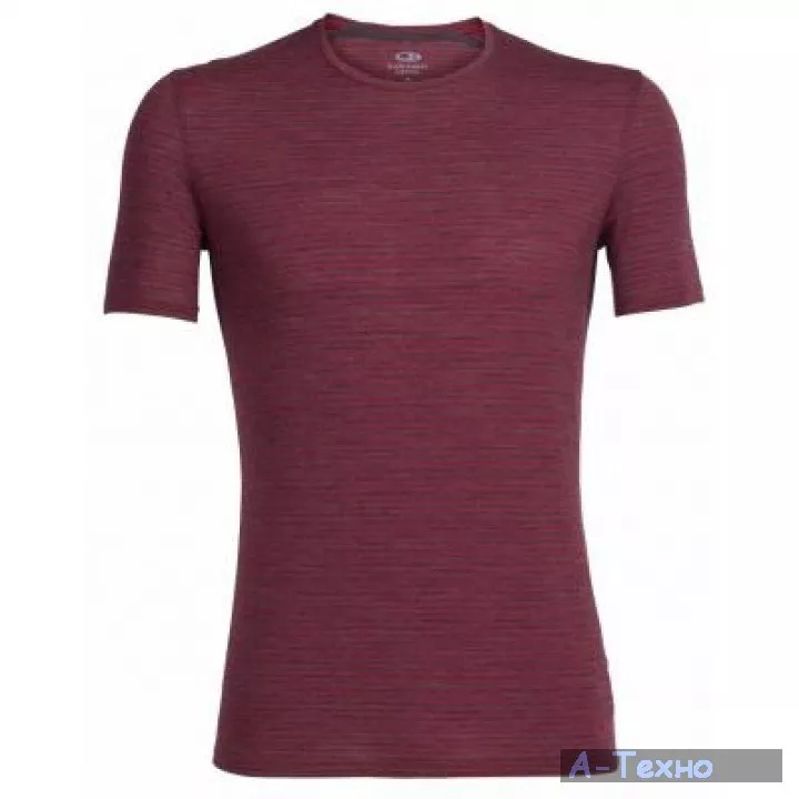 Термофутболка Icebreaker BF 150 Anatomica SS Crewe MEN stripe oxblood/jet L (103 033 601 L) - Фото 1