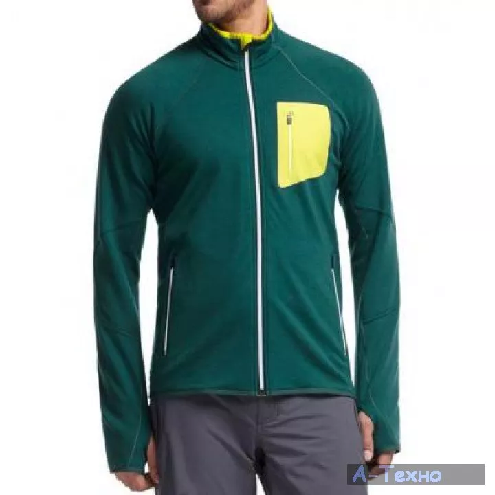 Термокофта Icebreaker Atom LS Zip MEN pine/chartreuse/white XL (101 455 401 XL) - Фото 1