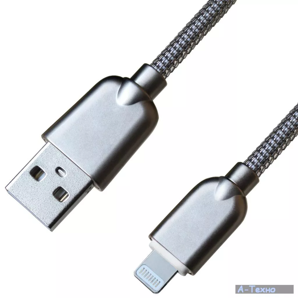 Дата кабель USB 2.0 AM to Lightning 1.0m Silver Grand-X (ML02S) - Фото 1