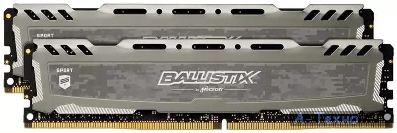 Модуль памяти для компьютера DDR4 16GB (2x8GB) 2666 MHz Ballistix Sport LTGrey MICRON (BLS2C8G4D26BFSBK) - Фото 1