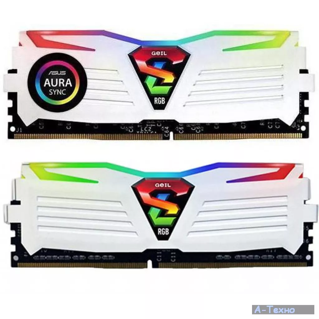 Модуль памяти для компьютера DDR4 16GB (2x8GB) 2400 MHz Super Luce White RGB Sync LED GEIL (GLWS416GB2400C16DC) - Фото 1