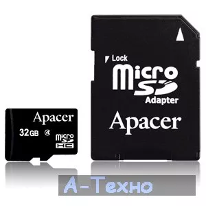 Карта памяти Apacer 32Gb microSDHC Class4 w/ 1 Adapter RP (AP32GMCSH4-R) - Фото 1