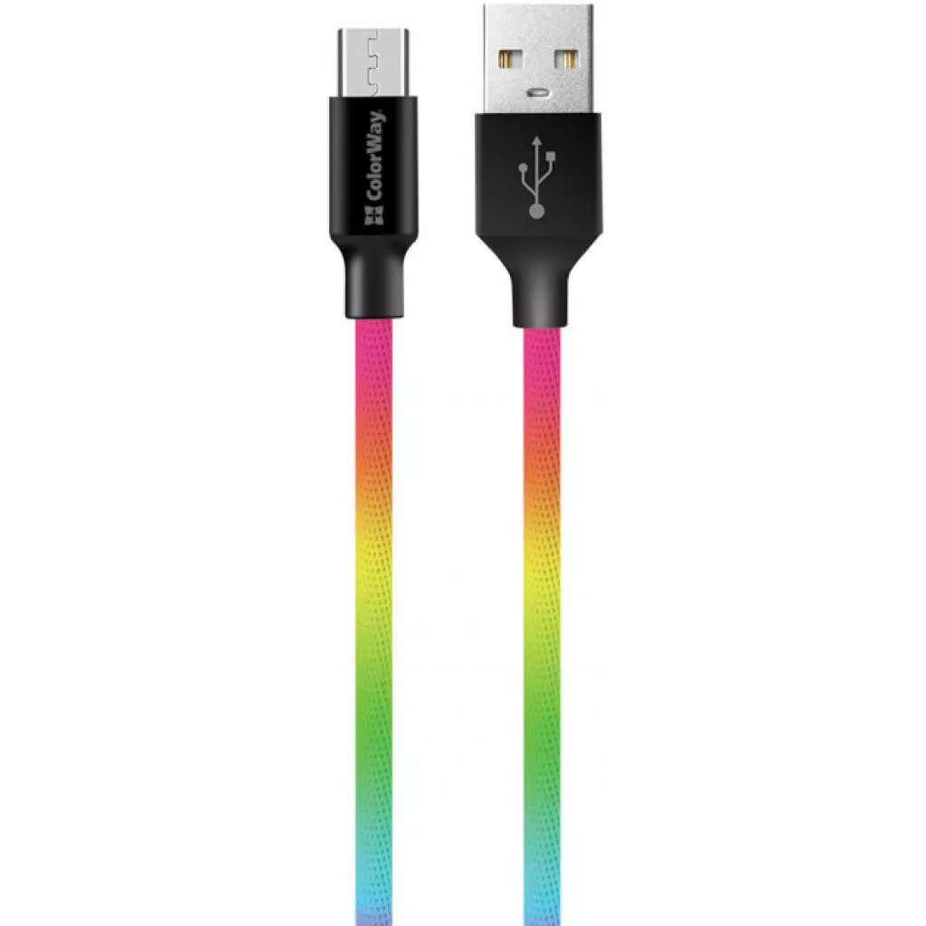 Дата кабель USB 2.0 AM to Micro 5P 1.0m multicolor ColorWay (CW-CBUM017-MC) - Фото 1