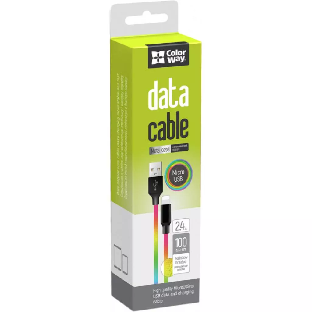 Дата кабель USB 2.0 AM to Micro 5P 1.0m multicolor ColorWay (CW-CBUM017-MC) - Фото 2