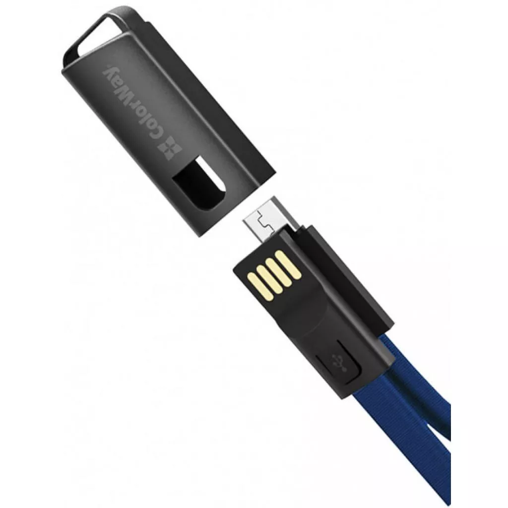 Дата кабель USB 2.0 AM to Micro 5P 0.22m blue ColorWay (CW-CBUM022-BL) - Фото 4