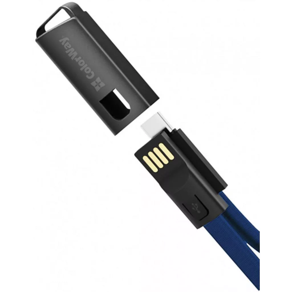 Дата кабель USB 2.0 AM to Type-C 0.22m blue ColorWay (CW-CBUC023-BL) - Фото 1