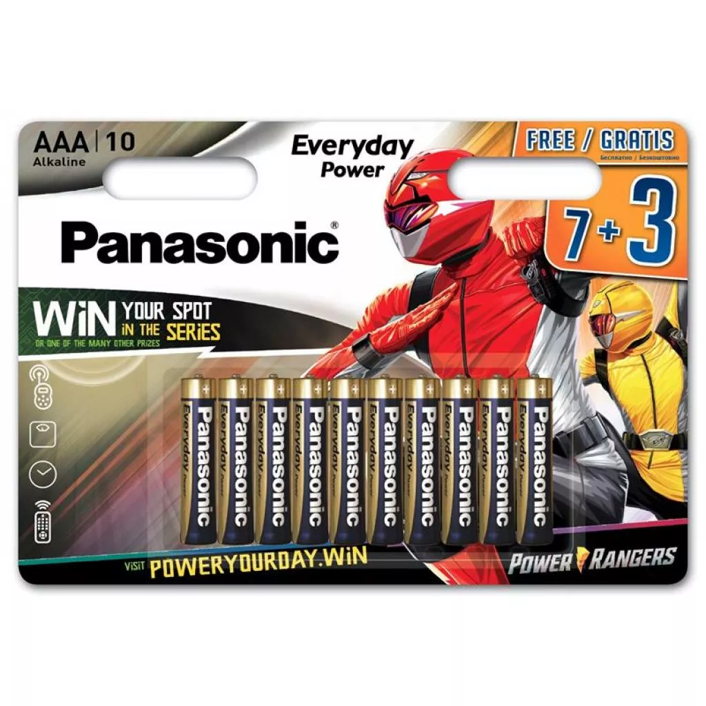 Батарейка PANASONIC AAA LR03 Everyday Power * 10 Power Rangers (LR03REE/10B3FPR) - Фото 1
