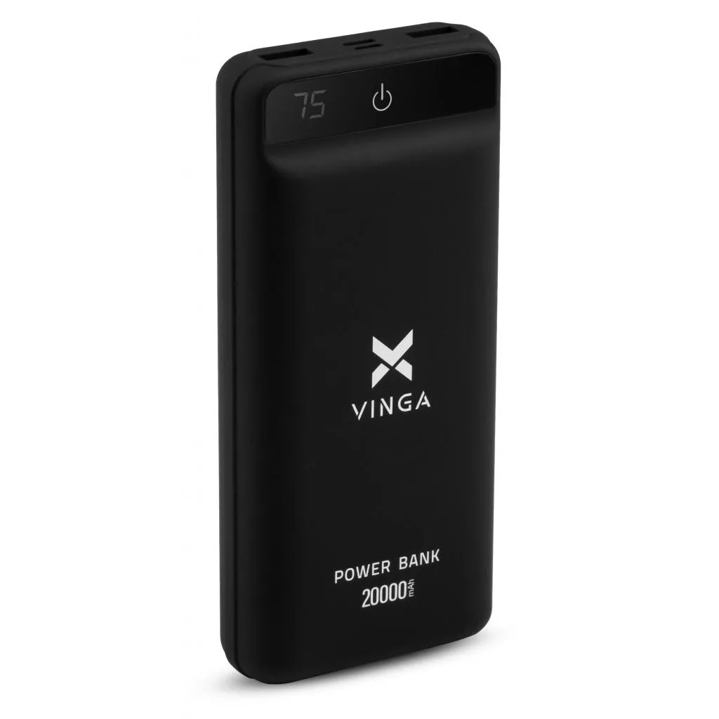 Батарея универсальная Vinga 20000 mAh QC3.0 Display soft touch black (VPB2QLSBK) - Фото 2