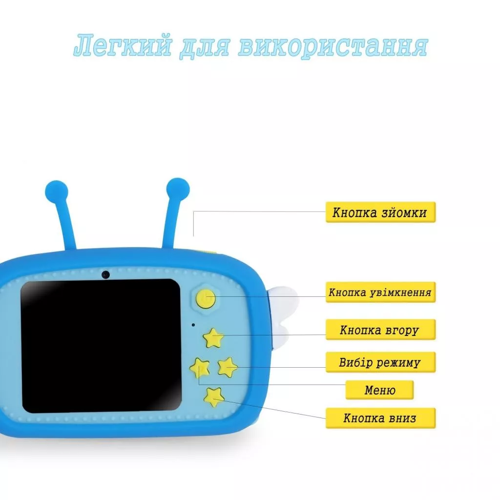 Интерактивная игрушка XoKo Bee Dual Lens Цифровой детский фотоаппарат голубой (KVR-100-BL) - Фото 1